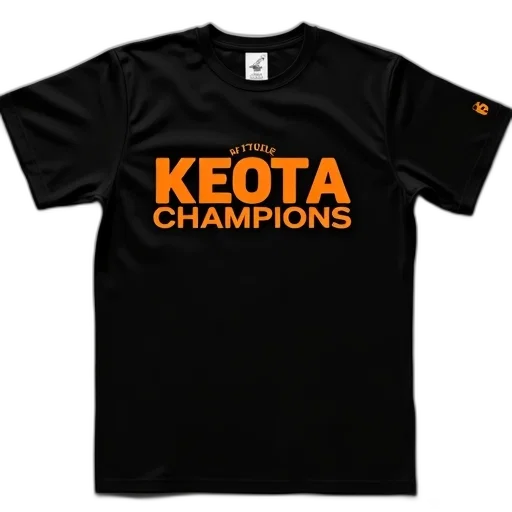 black, t-shirt, word, keota, orange, capital, letters, front transparent PNG cut-out