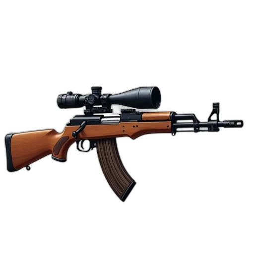 weapon, 3d render, detailed, illustration, modern, assault, rifle, scope transparent PNG cut-out