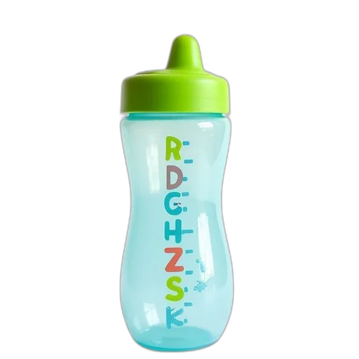bottle, 3d render, photorealistic, green, blue, sippy, cup, clear transparent PNG cut-out