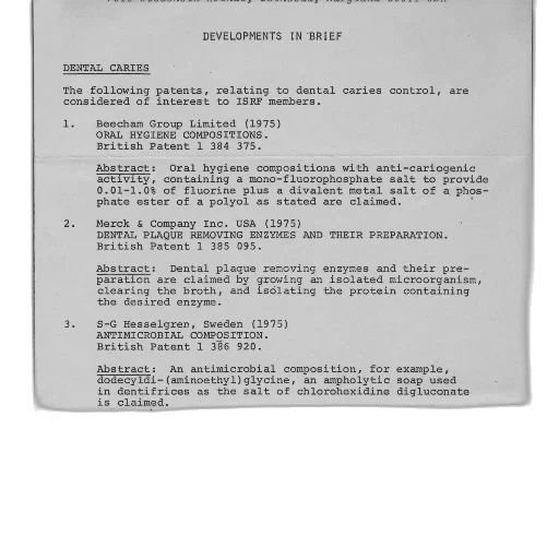 document, titled, developments, brief, discusses, patents, related, dental transparent PNG cut-out