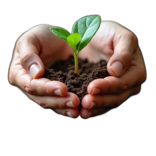 close-up, image, person, hands, planting, seeds, soil, holding transparent PNG cut-out