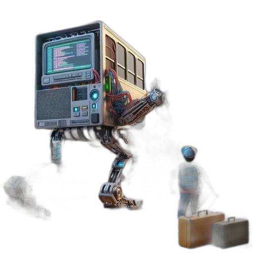 robot, concept art, cyberpunk, pixel art transparent PNG cut-out