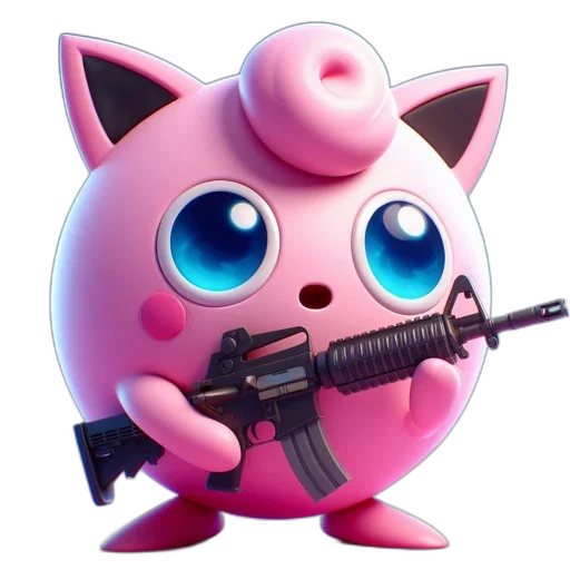 weapon, animal, concept art, 3d render, vaporwave, adorable, spherical, pink transparent PNG cut-out