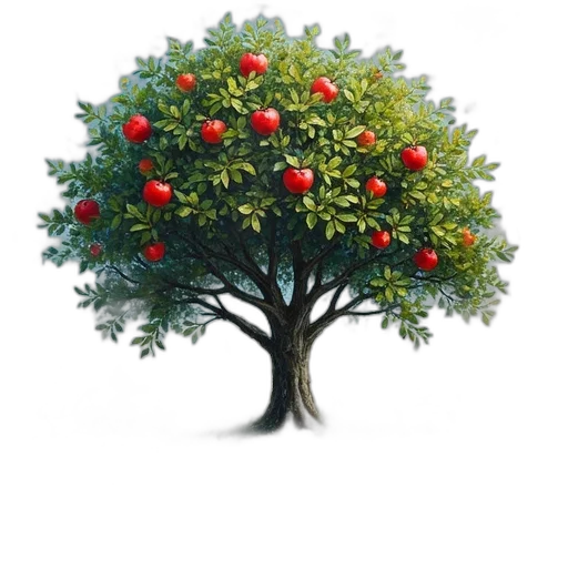 tree, crown, food, animal, photorealistic, 3d render, oil painting, concept art transparent PNG cut-out