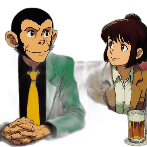 jacket, anime, cartoon, concept art, comic book art, green, two, animated transparent PNG cut-out