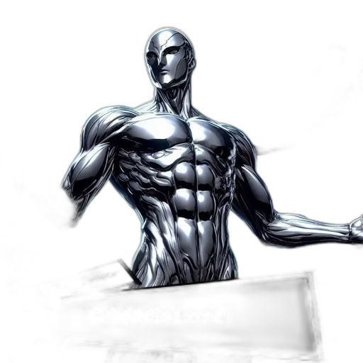 robot, concept art, comic book art, 3d render, photorealistic, imposing, silver-skinned, figure transparent PNG cut-out