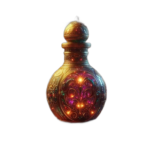 bottle, crown, weapon, jewelry, 3d render, concept art, fantasy art, pixel art transparent PNG cut-out