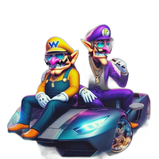 car, mask, concept art, vaporwave, pixel art, 3d render, two, popular transparent PNG cut-out