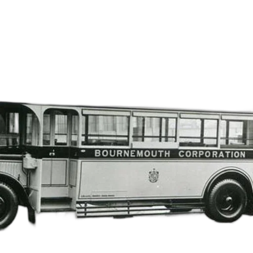 car, vintage, black, white, photo, bournemouth, corporation, bus transparent PNG cut-out