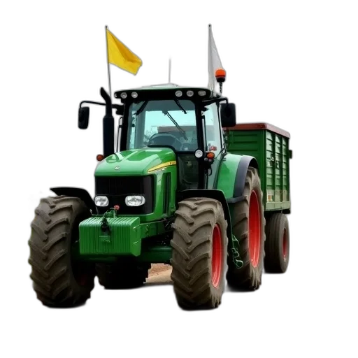 weapon, photorealistic, concept art, pixel art, 3d render, green, tractor, trailer transparent PNG cut-out