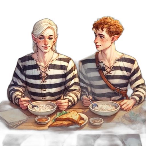 food, concept art, watercolor, fantasy art, comic book art, monochrome, two, men transparent PNG cut-out