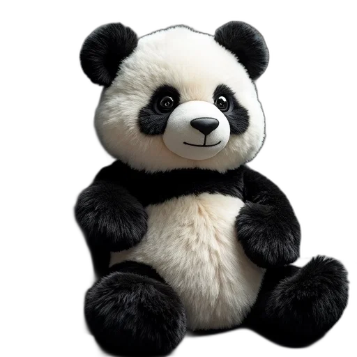 animal, 3d render, photorealistic, panda, plush, pillow, car, rear transparent PNG cut-out