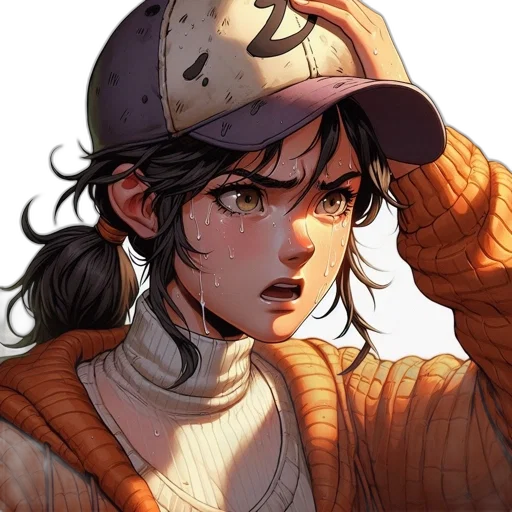 hat, face, jacket, comic book art transparent PNG cut-out