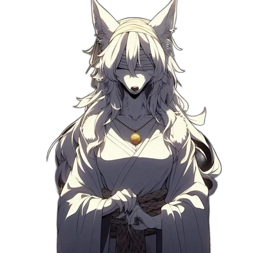 dress, staff, mask, animal, concept art, anime, fantasy art, pixel art transparent PNG cut-out