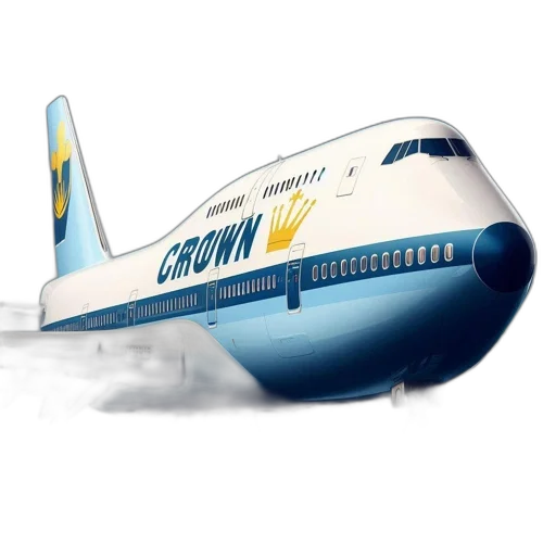 concept art, photorealistic, 3d render, cartoon, airplane, named, crown, primarily transparent PNG cut-out