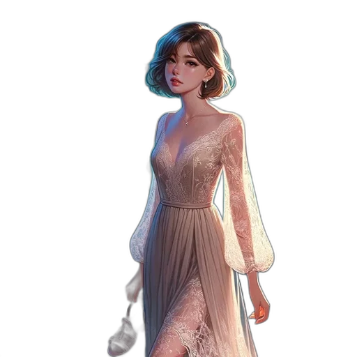dress, staff, jewelry, concept art, fantasy art, 3d render, pixel art, snow transparent PNG cut-out