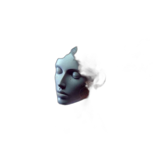 mask, face, robot, hat, vaporwave, 3d render, concept art, pixel art transparent PNG cut-out