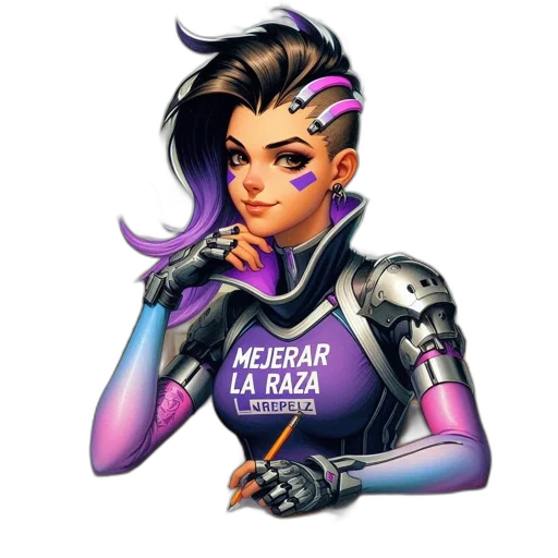 staff, robot, jacket, weapon, cyberpunk, concept art, pixel art, vaporwave transparent PNG cut-out