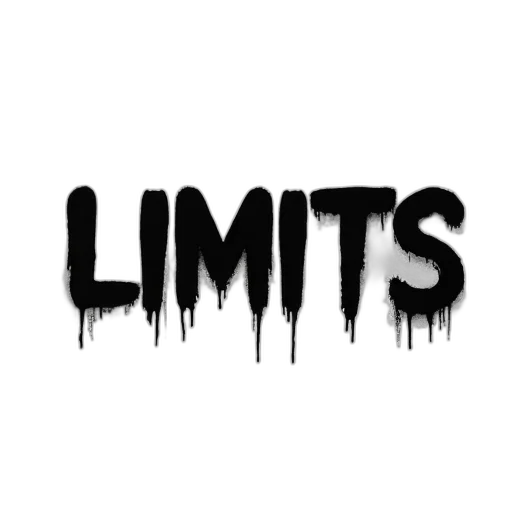 white, background, word, limits, bold, graffiti-style, font, centered transparent PNG cut-out