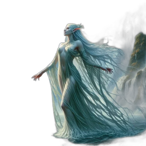 dragon, creature, dress, fantasy art, concept art, comic book art, watercolor, fog transparent PNG cut-out