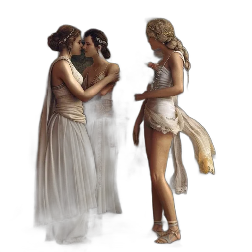 dress, concept art, photorealistic, oil painting, fantasy art, fog, city street, fire transparent PNG cut-out