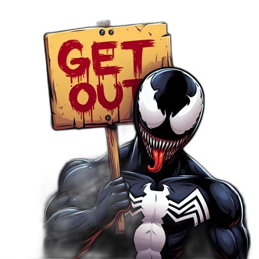 comic book art, concept art, cartoon, 3d render, venom-like, figure, black, suit transparent PNG cut-out
