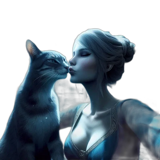 animal, fantasy art, concept art, photorealistic, comic book art, underwater, outer space, blue transparent PNG cut-out