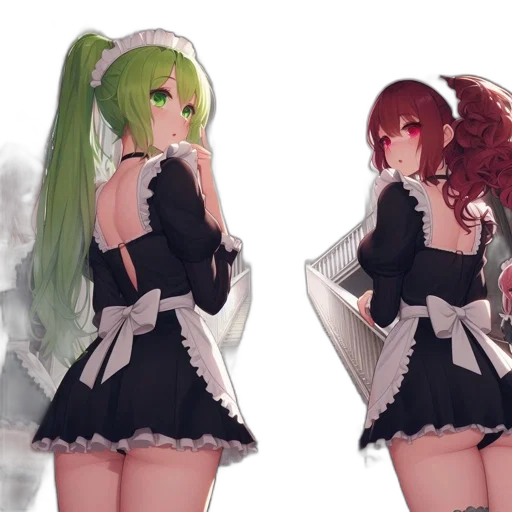 dress, 3d render, concept art, anime, fantasy art, green, monochrome, dark transparent PNG cut-out