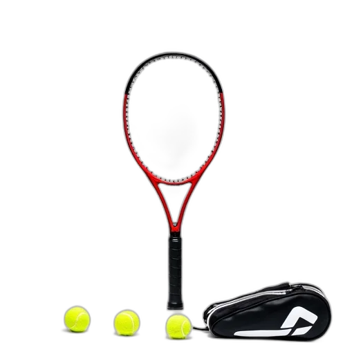 red, tennis, racket, black, grip, white, logo, handle transparent PNG cut-out