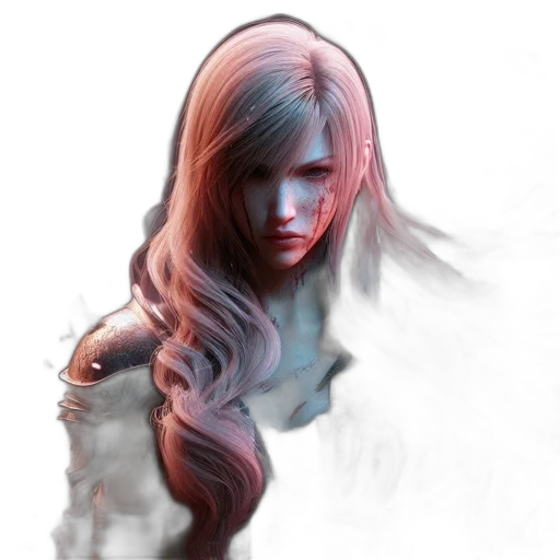face, hair, fantasy art, concept art, photorealistic, pixel art, blue, red transparent PNG cut-out
