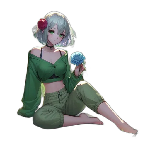flower, staff, weapon, creature, pixel art, concept art, fantasy art, vaporwave transparent PNG cut-out
