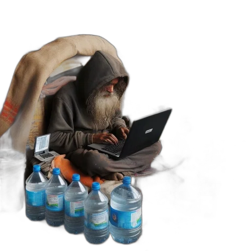 animal, creature, concept art, 3d render, cyberpunk, fantasy art, older, man transparent PNG cut-out
