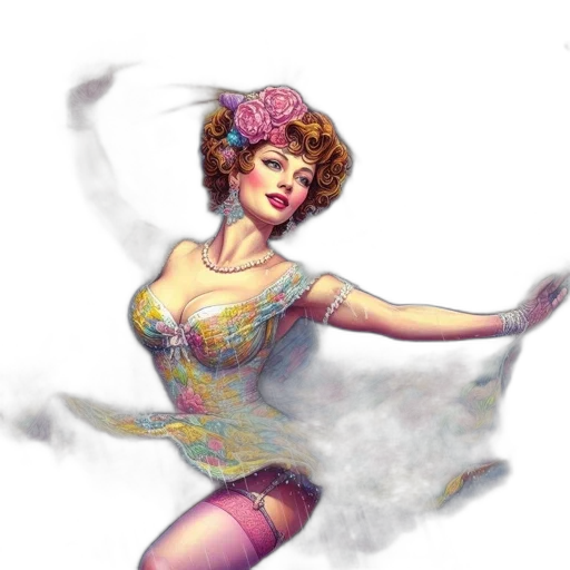 dress, fantasy art, concept art, pixel art, comic book art, fire, pastel, exuberant transparent PNG cut-out