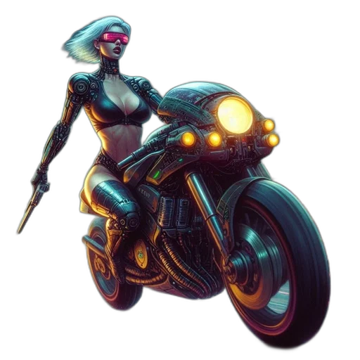 weapon, robot, concept art, cyberpunk, comic book art, fantasy art, neon lights, neon transparent PNG cut-out