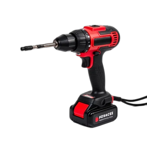 staff, weapon, black, red, power, drill, bit, attached transparent PNG cut-out