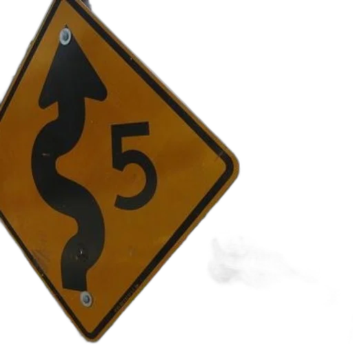 3d render, fog, yellow, road, sign, black, arrow, number transparent PNG cut-out
