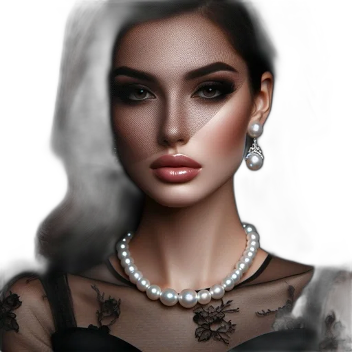 jewelry, face, crown, dress, photorealistic, fantasy art, 3d render, concept art transparent PNG cut-out