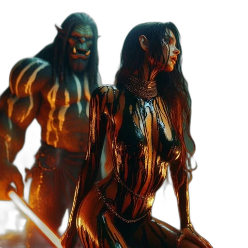 concept art, comic book art, fantasy art, fire, dense, forest, figure, clad transparent PNG cut-out