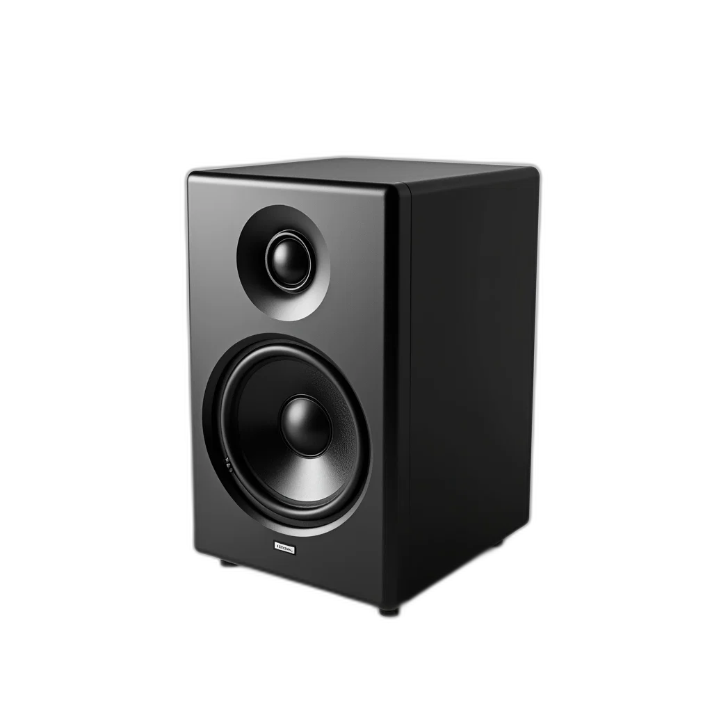 3d render, photorealistic, sleek, black, modern, speaker, flat, surface transparent PNG cut-out