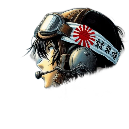mask, face, weapon, hat, anime, comic book art, concept art, cyberpunk transparent PNG cut-out