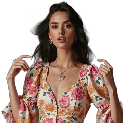 dress, jewelry, jacket, face transparent PNG cut-out
