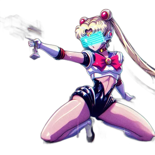 staff, weapon, robot, concept art, cyberpunk, anime, pixel art, neon lights transparent PNG cut-out