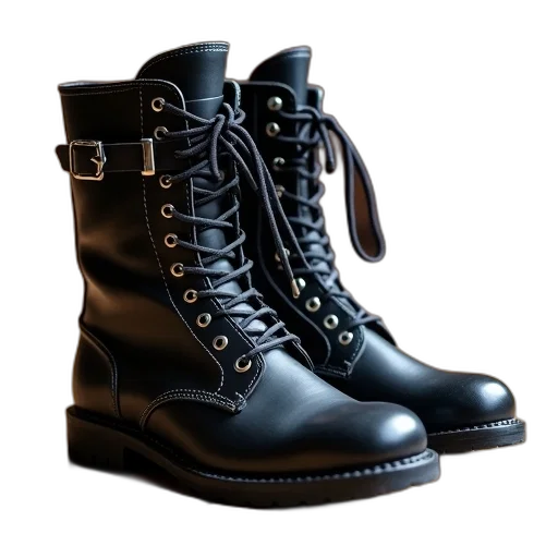 shoes, 3d render, photorealistic, pair, black, leather, boots, silver transparent PNG cut-out