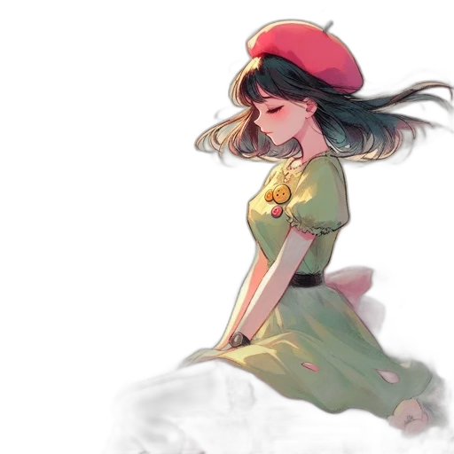 dress, hat, crown, concept art, watercolor, fantasy art, anime, underwater transparent PNG cut-out