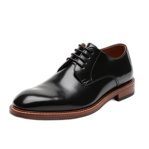 shoes, black, leather, shoe, brown, sole, isolated, against transparent PNG cut-out