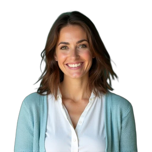staff, jacket, face, crown, woman, shoulder-length, brown, hair transparent PNG cut-out