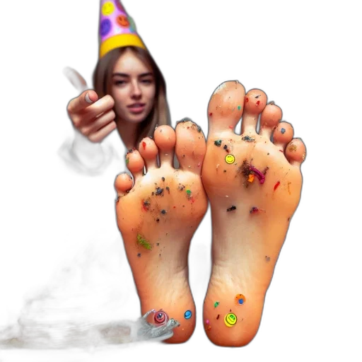 shoes, photorealistic, young, woman, wears, party, hat, while transparent PNG cut-out