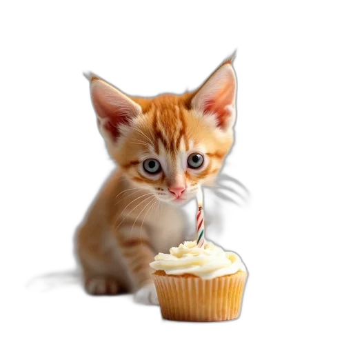 food, animal, staff, photorealistic, 3d render, small, orange, kitten transparent PNG cut-out