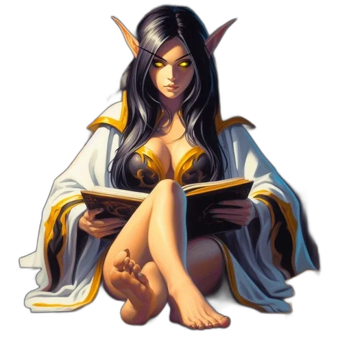 fantasy art, concept art, pixel art, comic book art, woman, elven, features, reads transparent PNG cut-out
