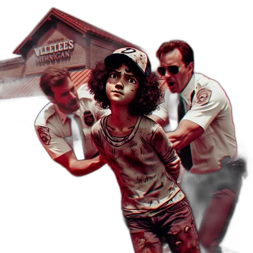 concept art, comic book art, photorealistic, pixel art, fire, two, police, officers transparent PNG cut-out